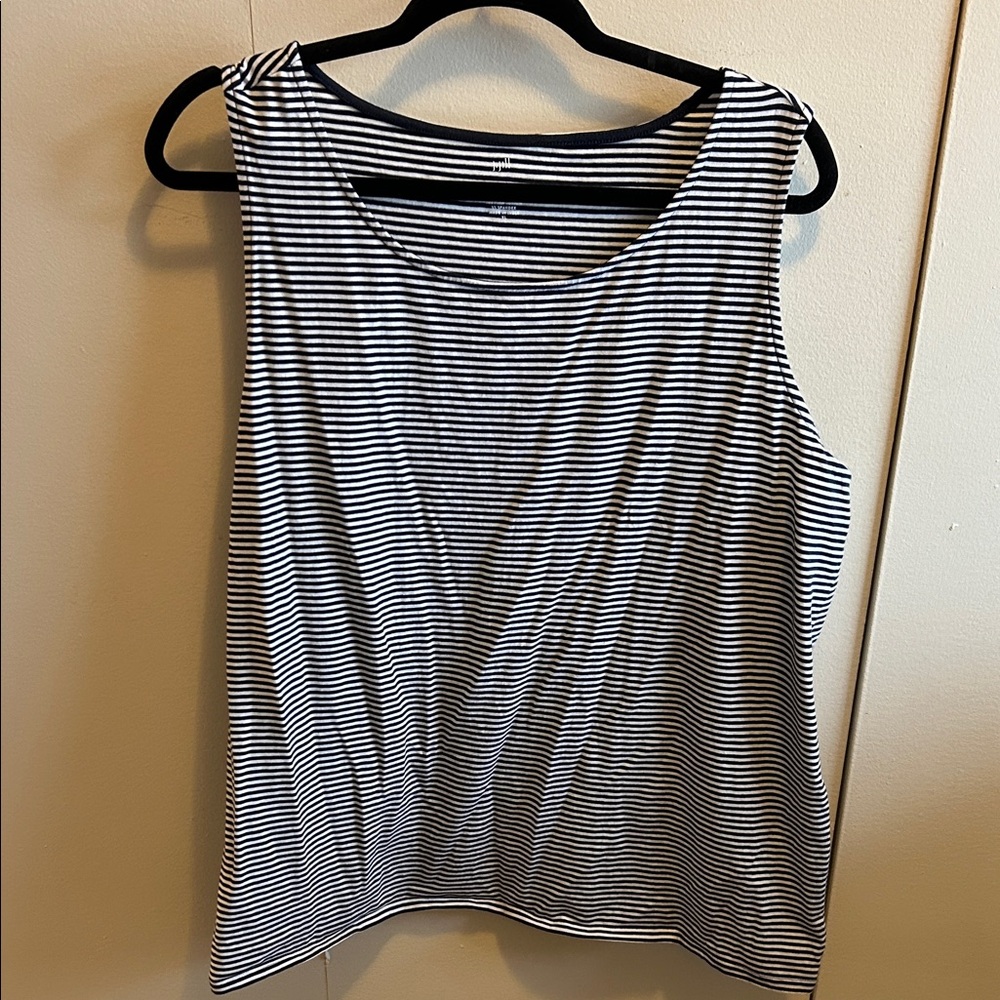 J. Jill Black and White Striped Tank Top